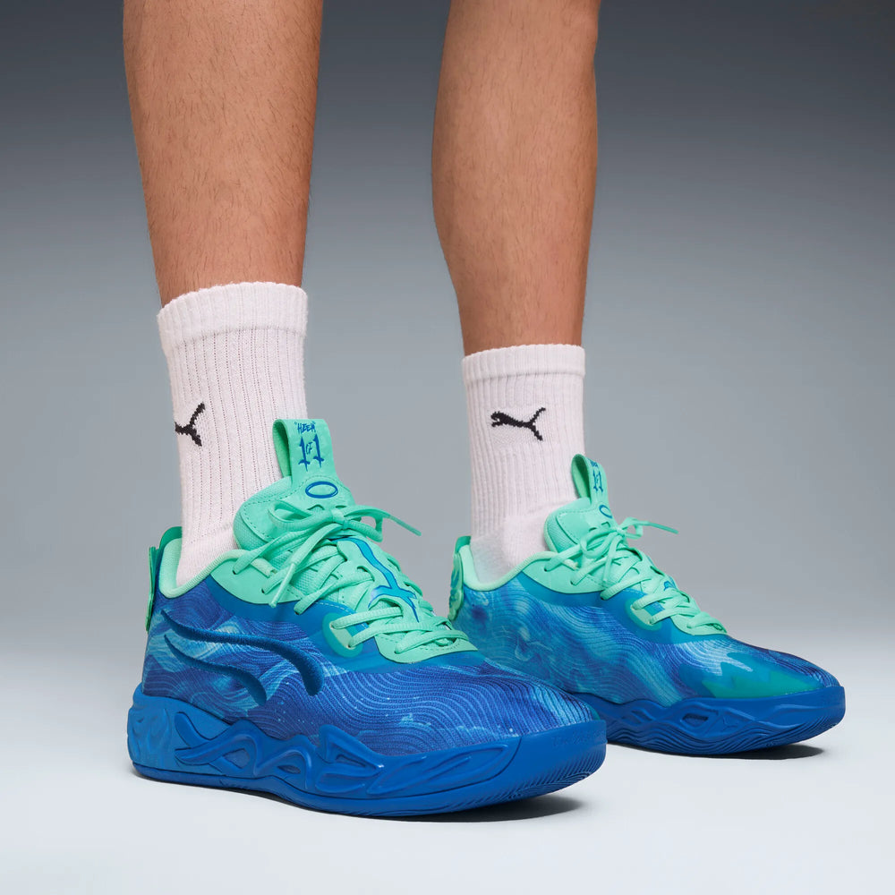 Puma MB.04 Low LaMelo Ball Basketbalschoen JR Blauw
