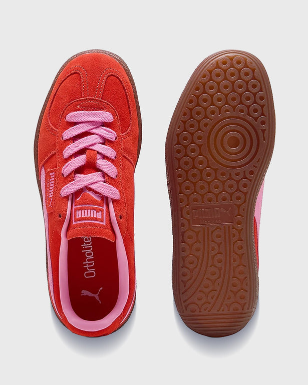 Puma Palermo Rood/Roze Boven en zoolaanzicht en bovenaanzicht