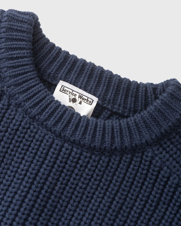Service Works Artichoke Chunky Knit Blauw crewneck cu