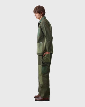 Service Works Patchwork Utility Chef Pants Groen cu zijaanzicht