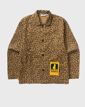 Service Works Patterned Easy Chef Shirt Bruin Luipaard bovenaanzicht