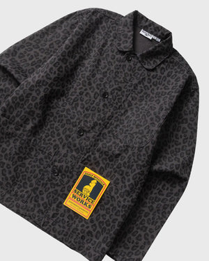 Service Works Patterned Easy Chef Shirt Zwart Luipaard bovenaanzicht