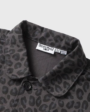 Service Works Patterned Easy Chef Shirt Zwart Luipaard kraag