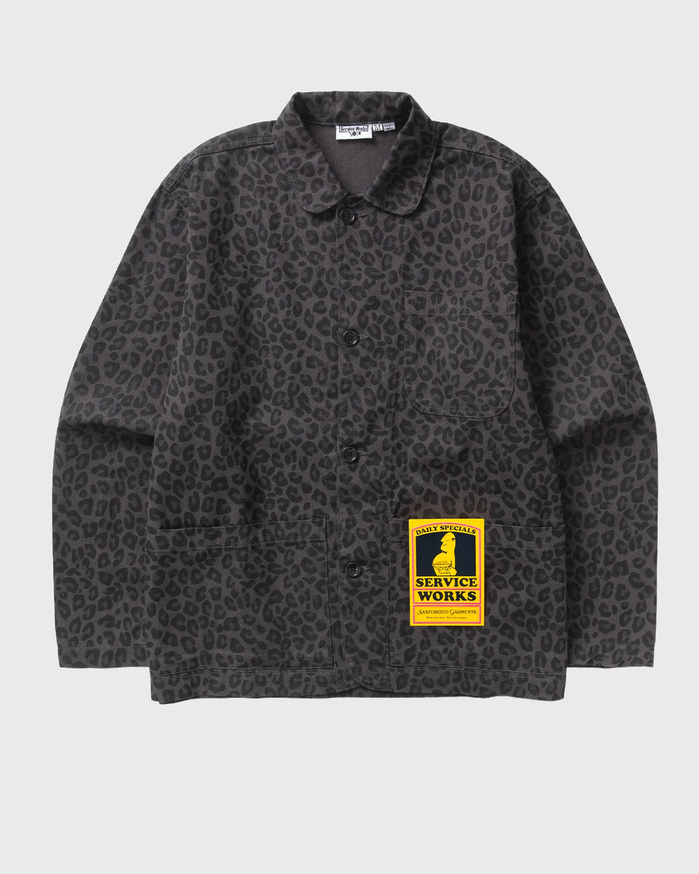 Service Works Patterned Easy Chef Shirt Zwart Luipaardvooraanzicht