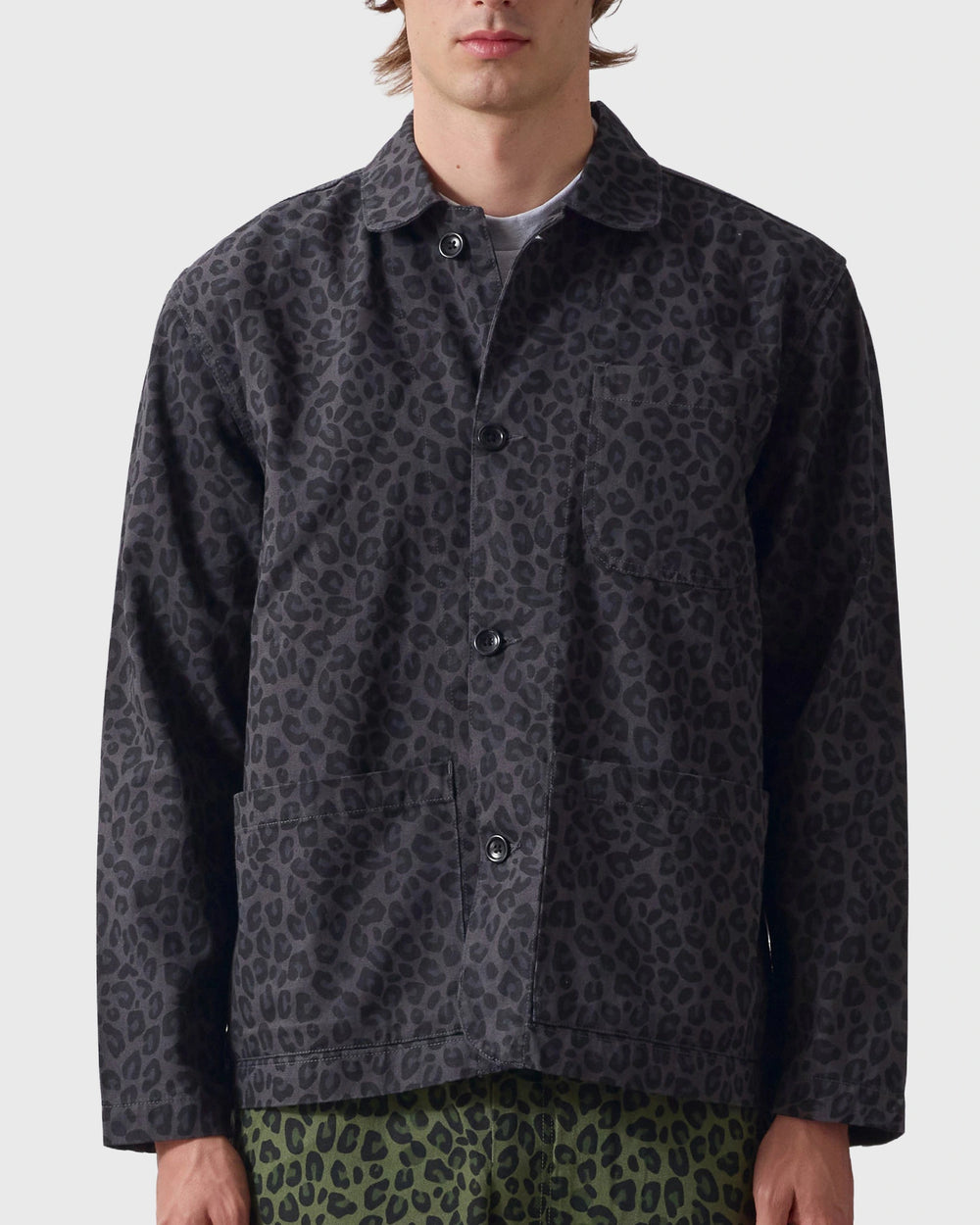Service Works Patterned Easy Chef Shirt Zwart Luipaardvooraanzicht