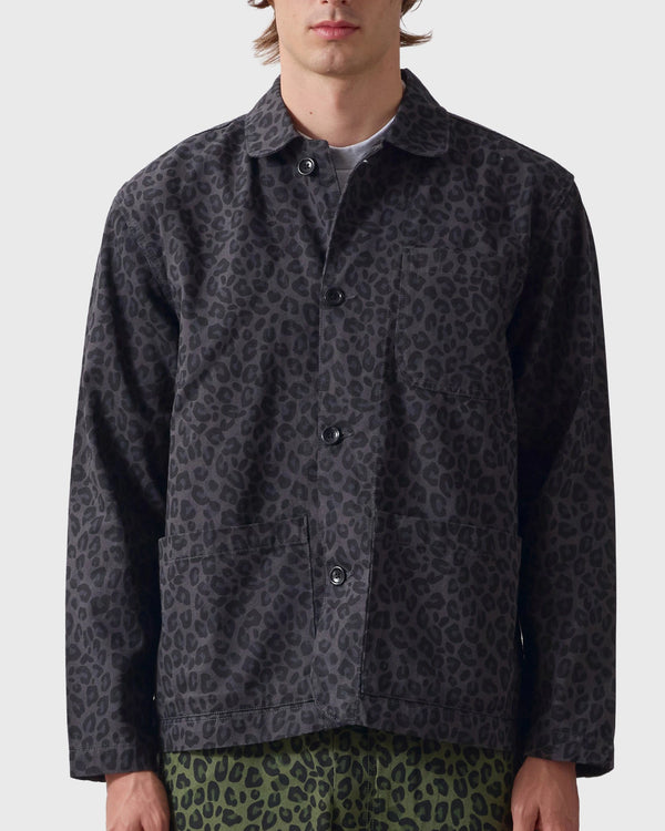 Service Works Patterned Easy Chef Shirt Zwart Luipaardvooraanzicht