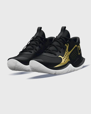 Under Armour Jet '23 GS Basketbalschoen Zwart Goud zijaanzicht