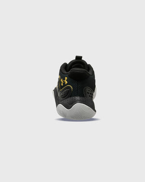 Under Armour Jet '23 GS Basketbalschoen Zwart Goud achteraanzicht