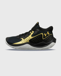 Under Armour Jet '23 GS Basketbalschoen Zwart Goud linkeraanzicht