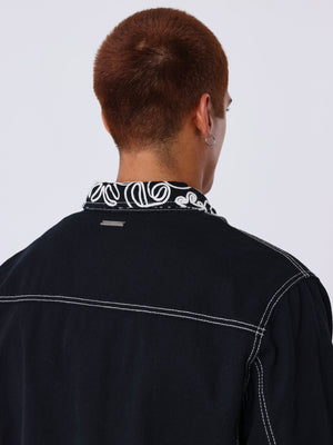 Project X Paris Floral Denim Jacket Zwart