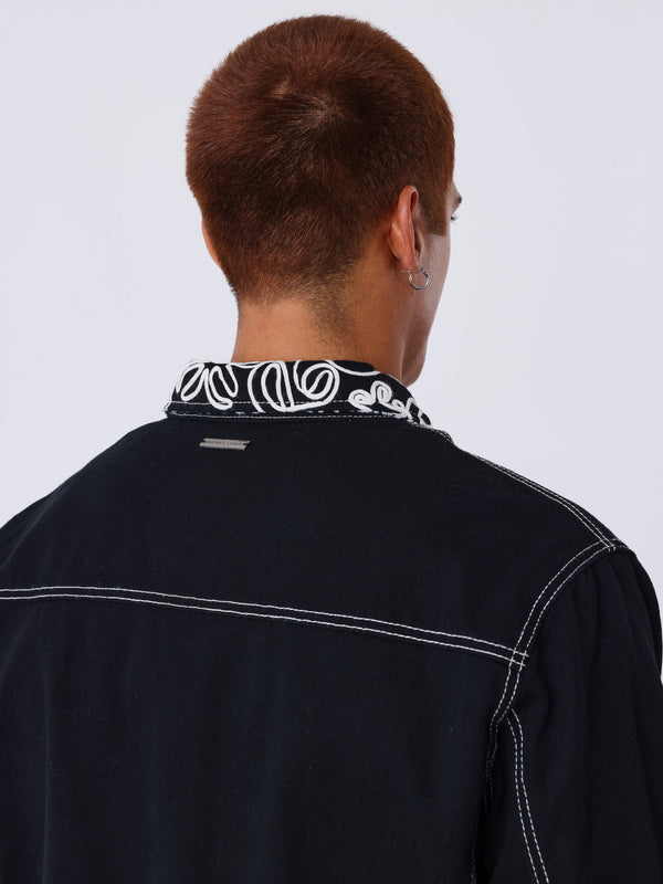 Project X Paris Floral Denim Jacket Zwart