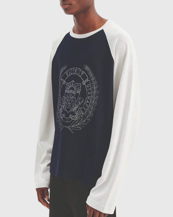 Vicinity Hall Of Fame Longsleeve Donkerblauw Grijs halve zijaanzicht