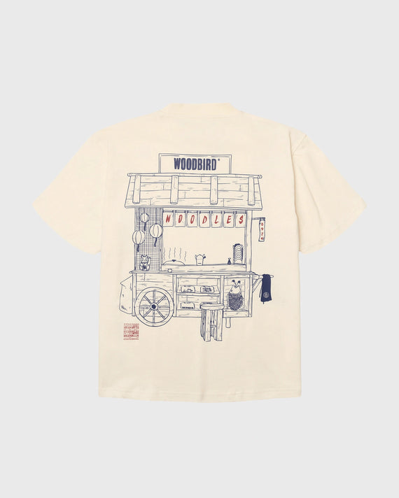 Woodbird Balo Cart T-shirt Gebroken Wit