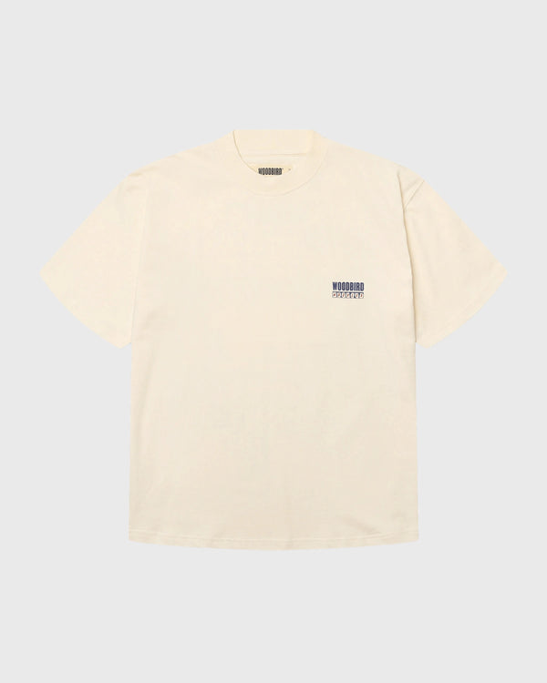 Woodbird Balo Cart T-shirt gebroken wit, vooraanzicht plat gelegd
