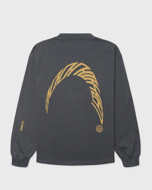 Woodbird Beam LS Warp Tee Blauw achteraanzicht