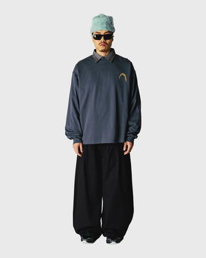 Woodbird Beam LS Warp Tee Blauw ver