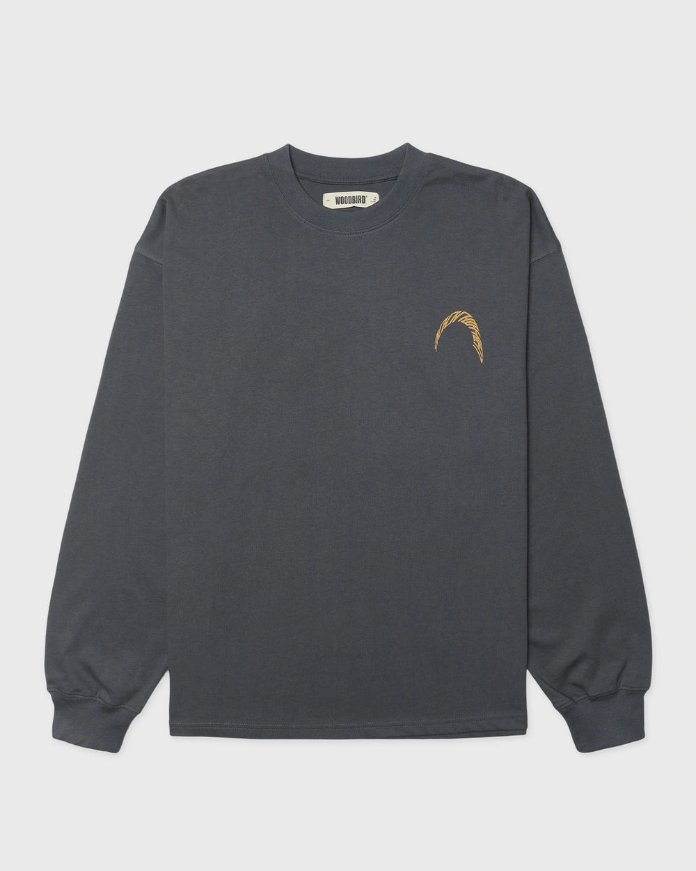 Woodbird Beam LS Warp Tee Blauw achteraanzicht