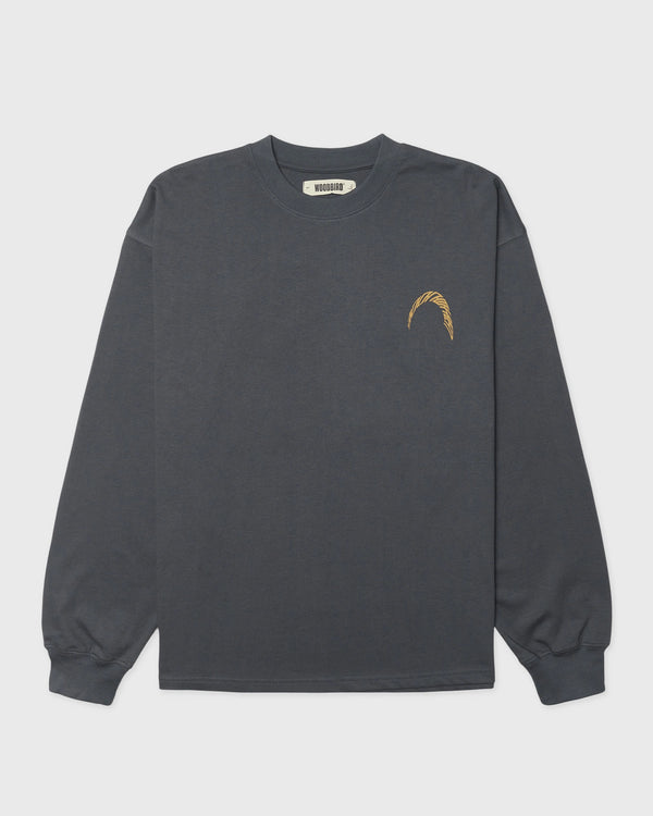  Woodbird Beam LS Warp Tee Blauw vooraanzicht