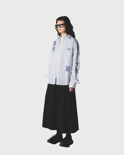 Woodbird Becca Ox Writing Overhemd Wit Blauw