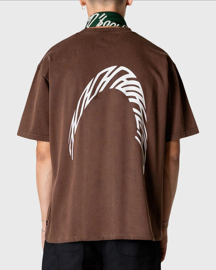 Woodbird Juno Warp Acid T-shirt Washed Brown