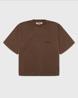 Woodbird Juno Warp Acid T-shirt bruin, vooraanzicht plat gelegd