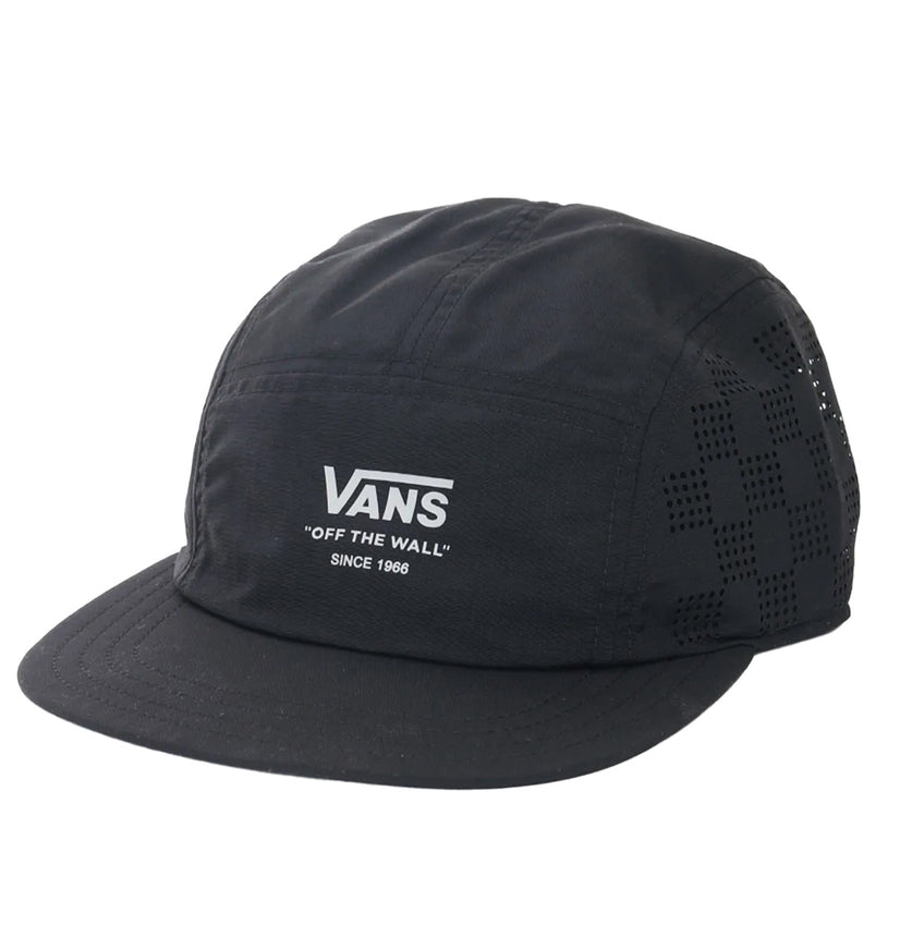 Vans-Outdoors-Camper-5-Panel-Cap-Black-Front-Left