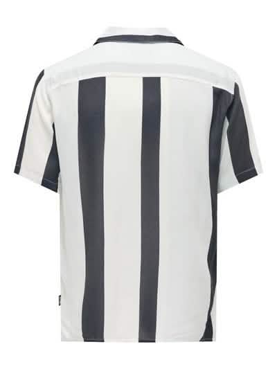 Wayne Like Reg Stripe Viscose Shirt Dark Navy
