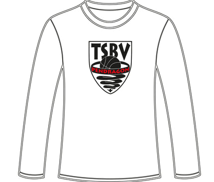 T.S.B.V. Pendragon Longsleeve logo Groot Rood Wit