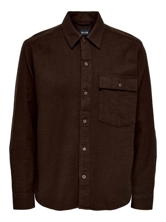 Tom Life Rlx Slub Solid Shirt Shaved Chocolate