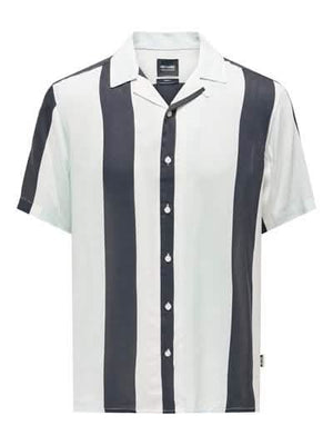 Wayne Like Reg Stripe Viscose Shirt Dark Navy