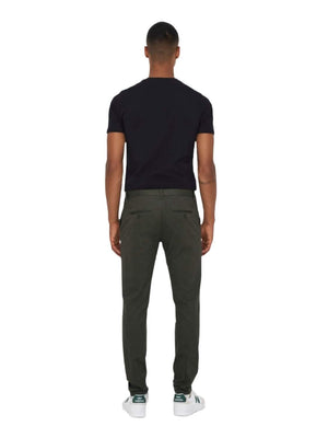 Mark Pant Herringbone Print OLive Night