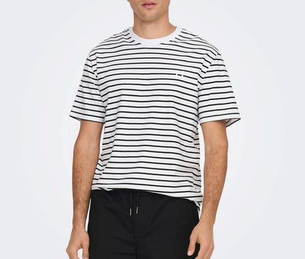 Henry Stripe T-Shirt Wit Donkerblauw