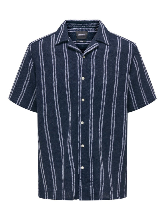 Trev Regular Structure Stripe Shirt Navy