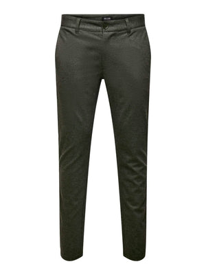Mark Pant Herringbone Print OLive Night