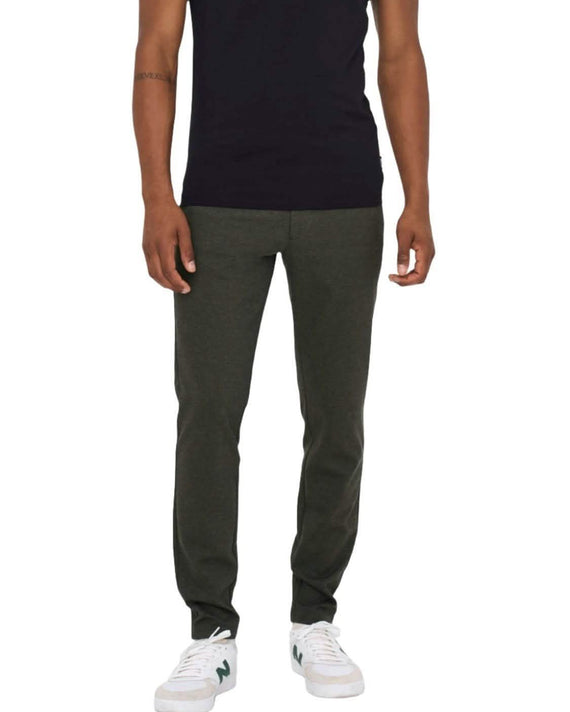 Mark Pant Herringbone Print OLive Night