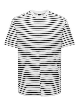 Henry Stripe T-Shirt Wit Donkerblauw